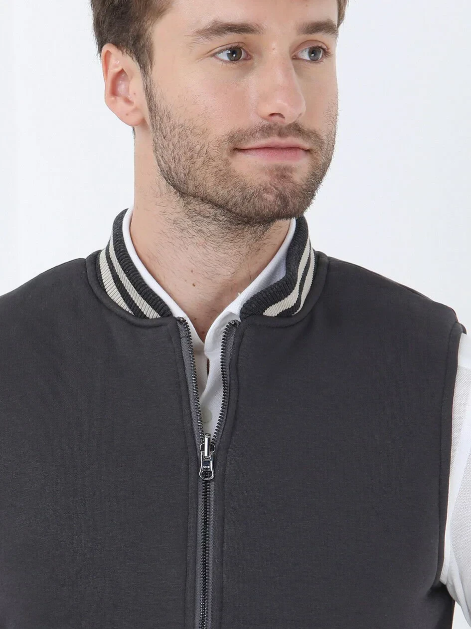Beige Regular Fit Turtleneck Casual Weaving Puffer Vest - 5