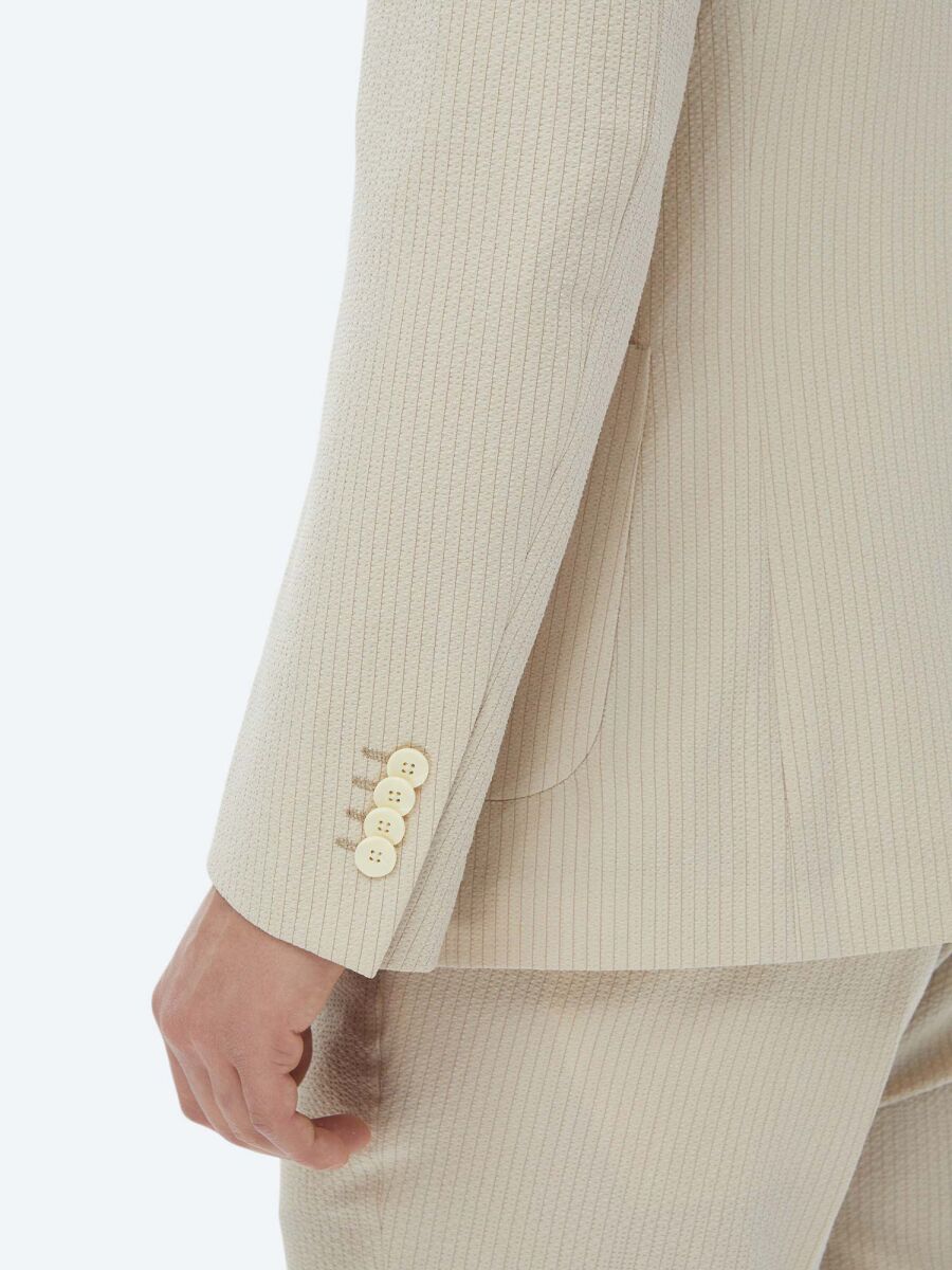 Beige Striped Modern Fit Suit - 7