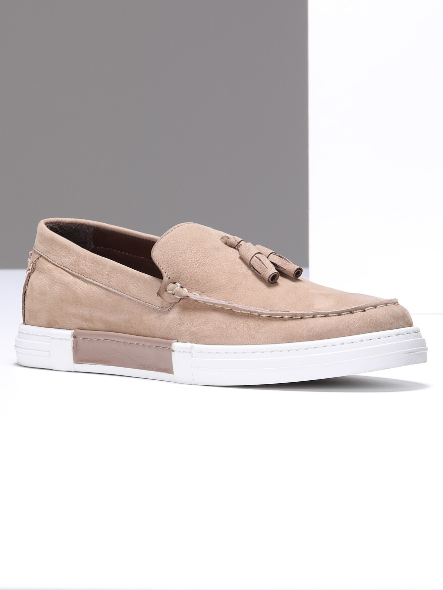 Beige Suede Casual Loafer - 1