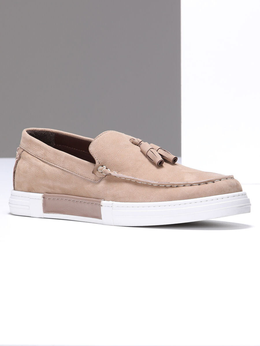 Beige Suede Casual Loafer - 1