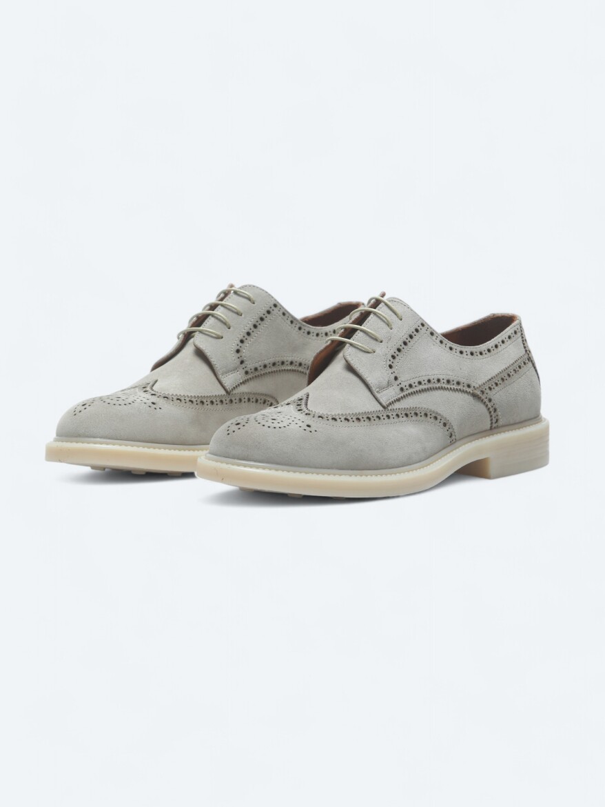 Beige Suede Smart Casual Shoes - 2