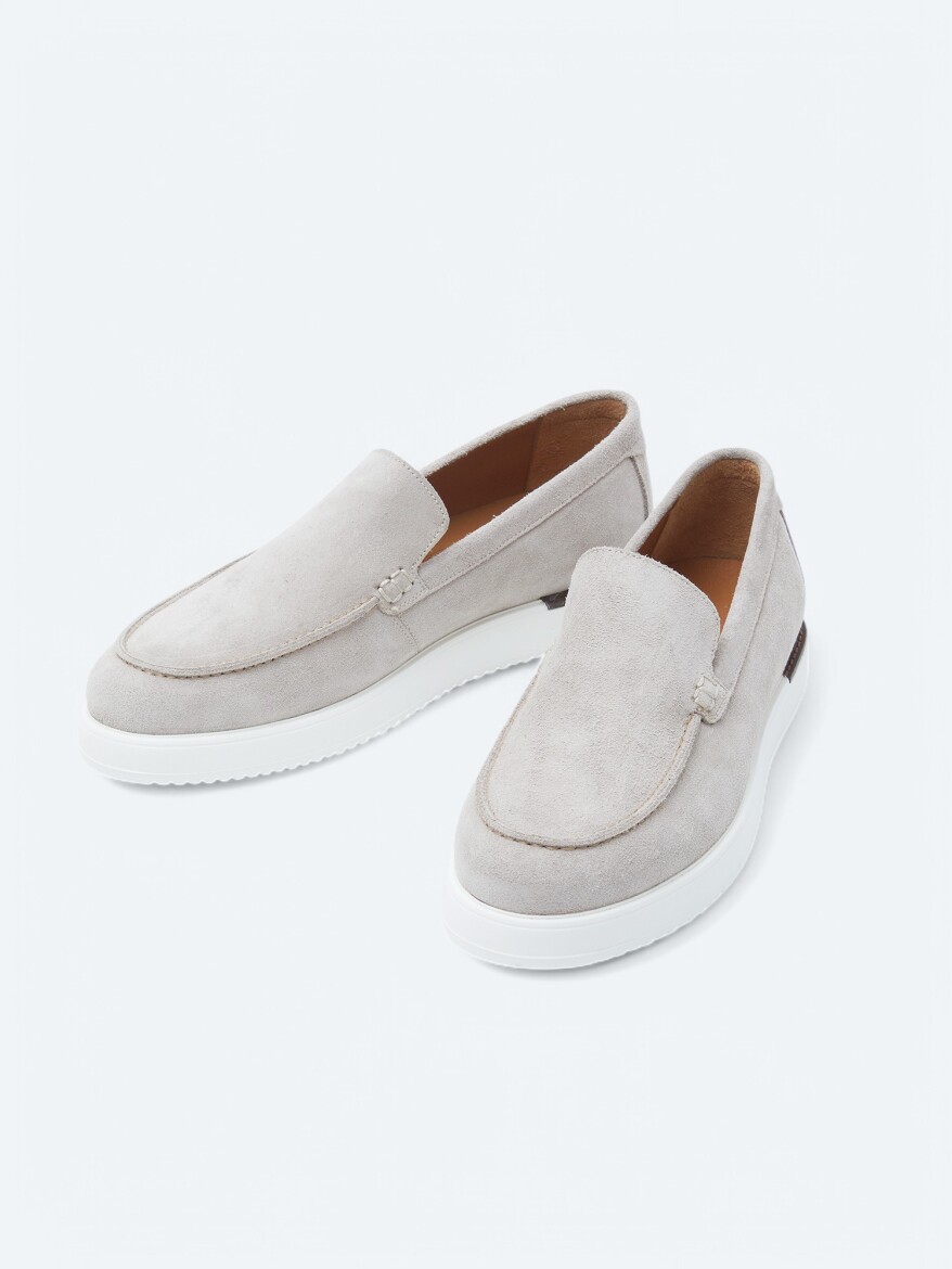 Beige Suede Smart Casual Shoes - 2