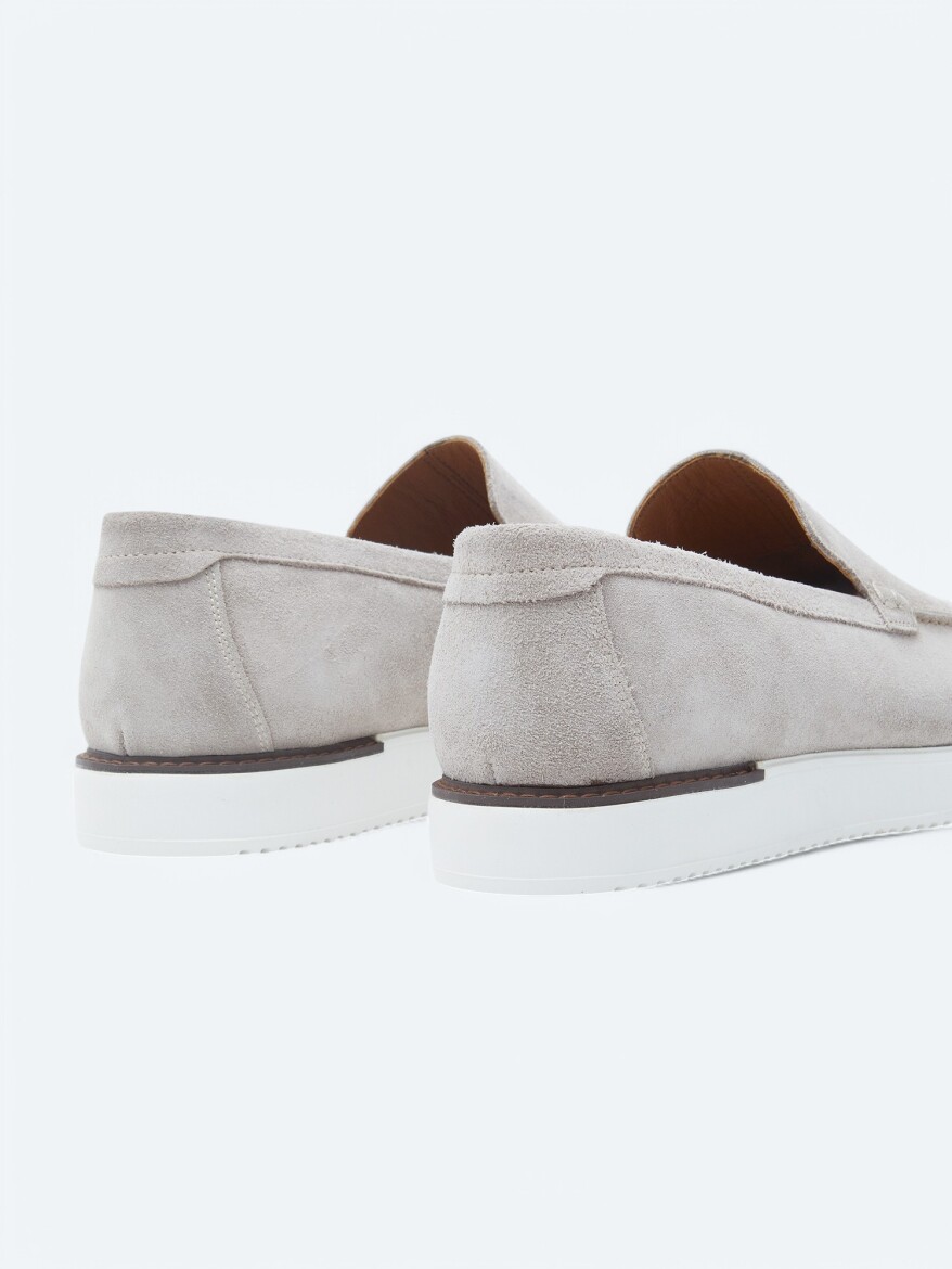 Beige Suede Smart Casual Shoes - 5