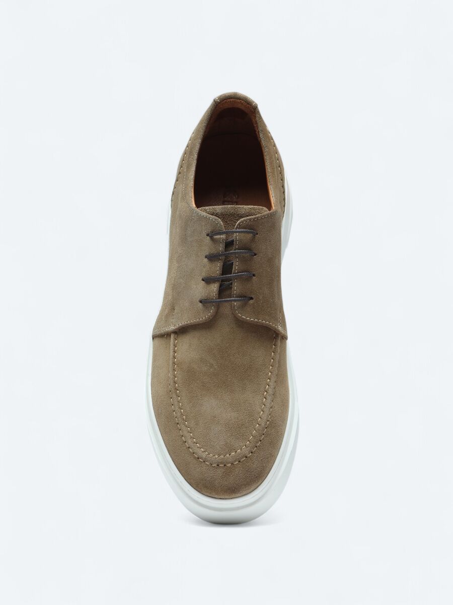 Beige Suede Smart Casual Shoes - 3