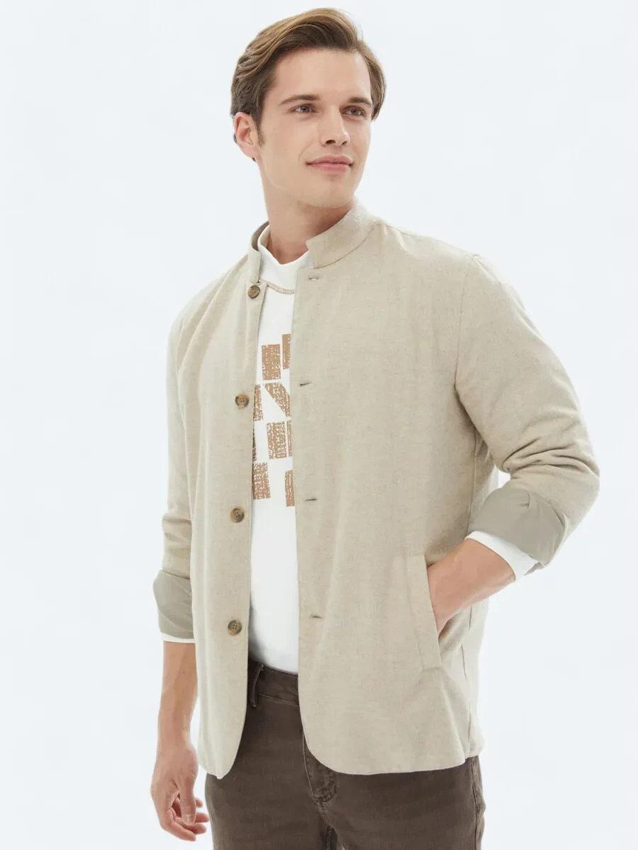 Beige Weaving Coat - 1