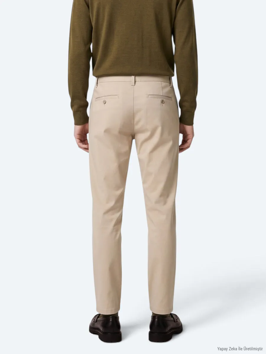 Beige Weaving Jogging Fit Casual Cotton Blended Trousers - 6
