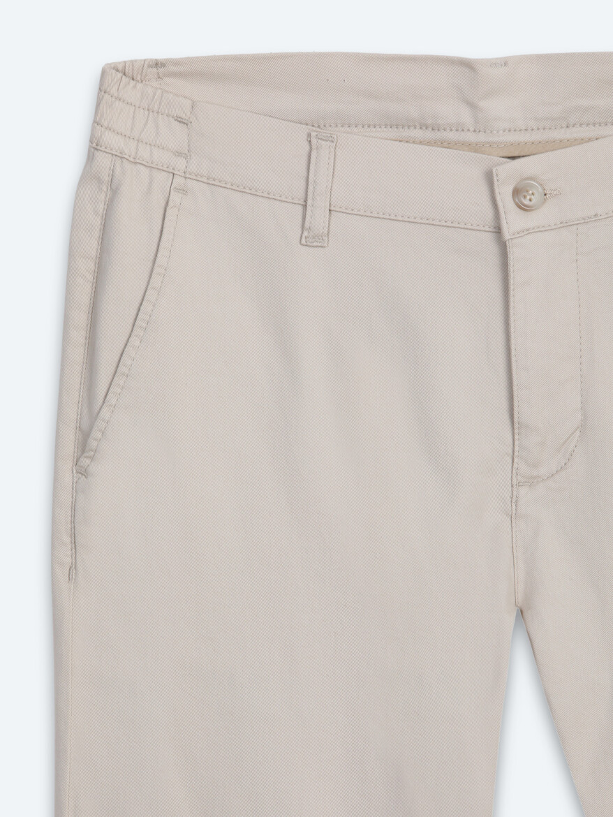 Beige Weaving Jogging Fit Casual Cotton Blended Trousers - 6