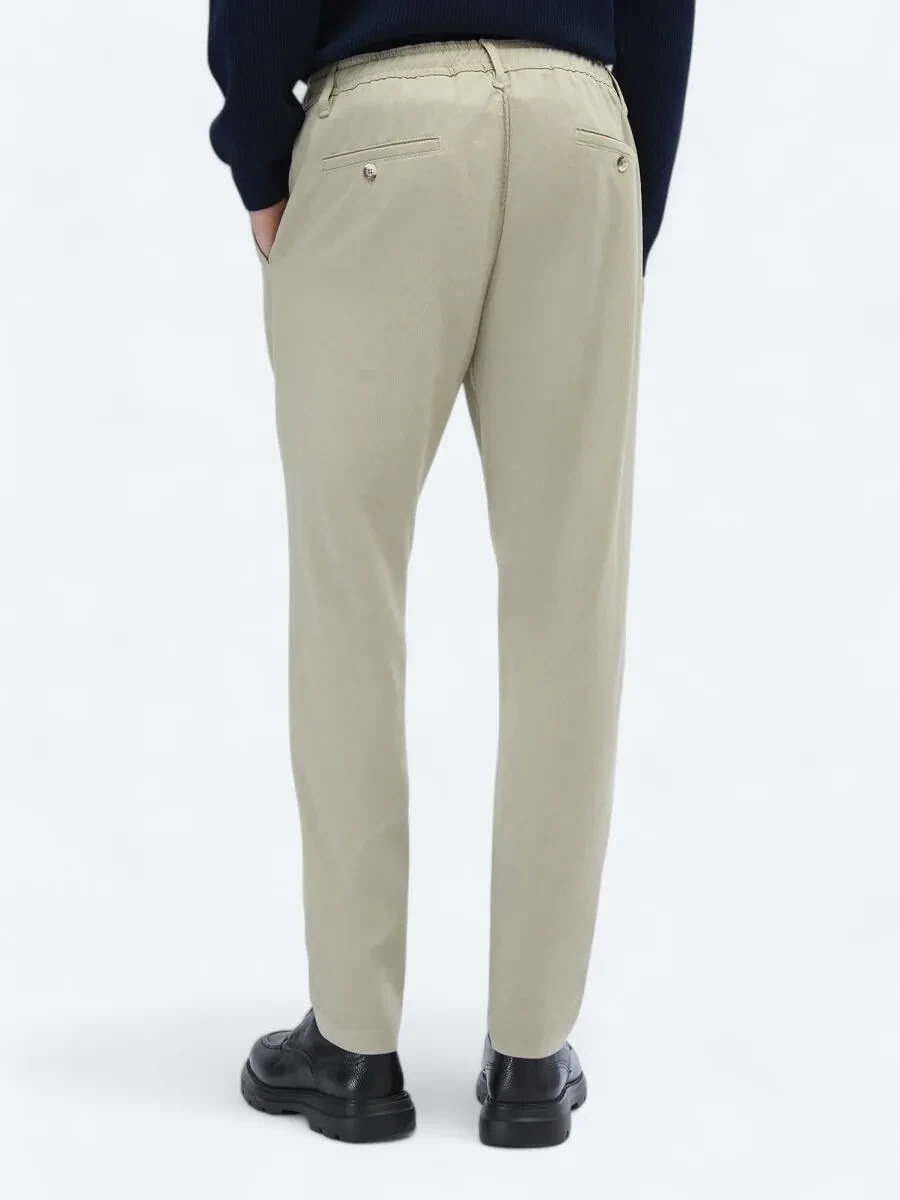 Beige Weaving Jogging Fit Casual Trousers - 4