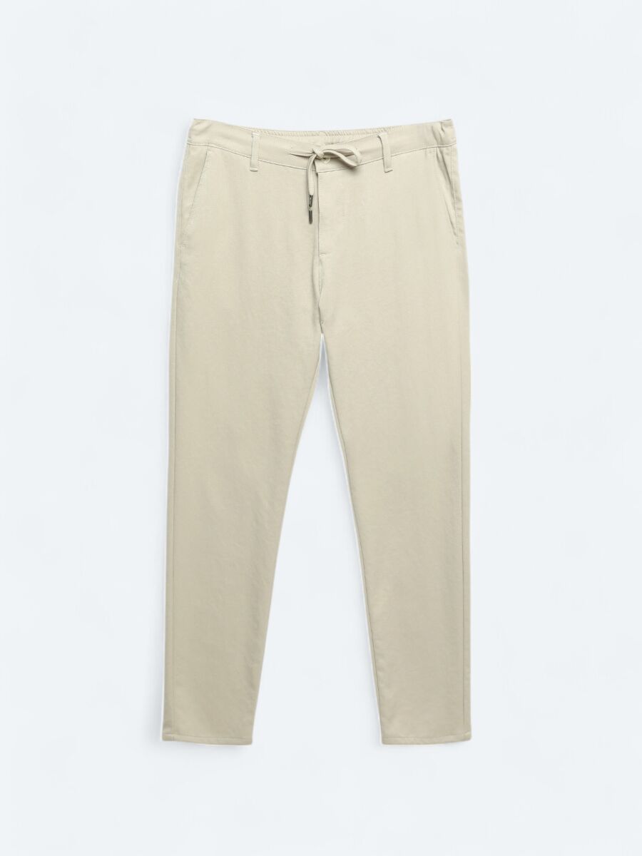 Beige Weaving Jogging Fit Casual Trousers - 5