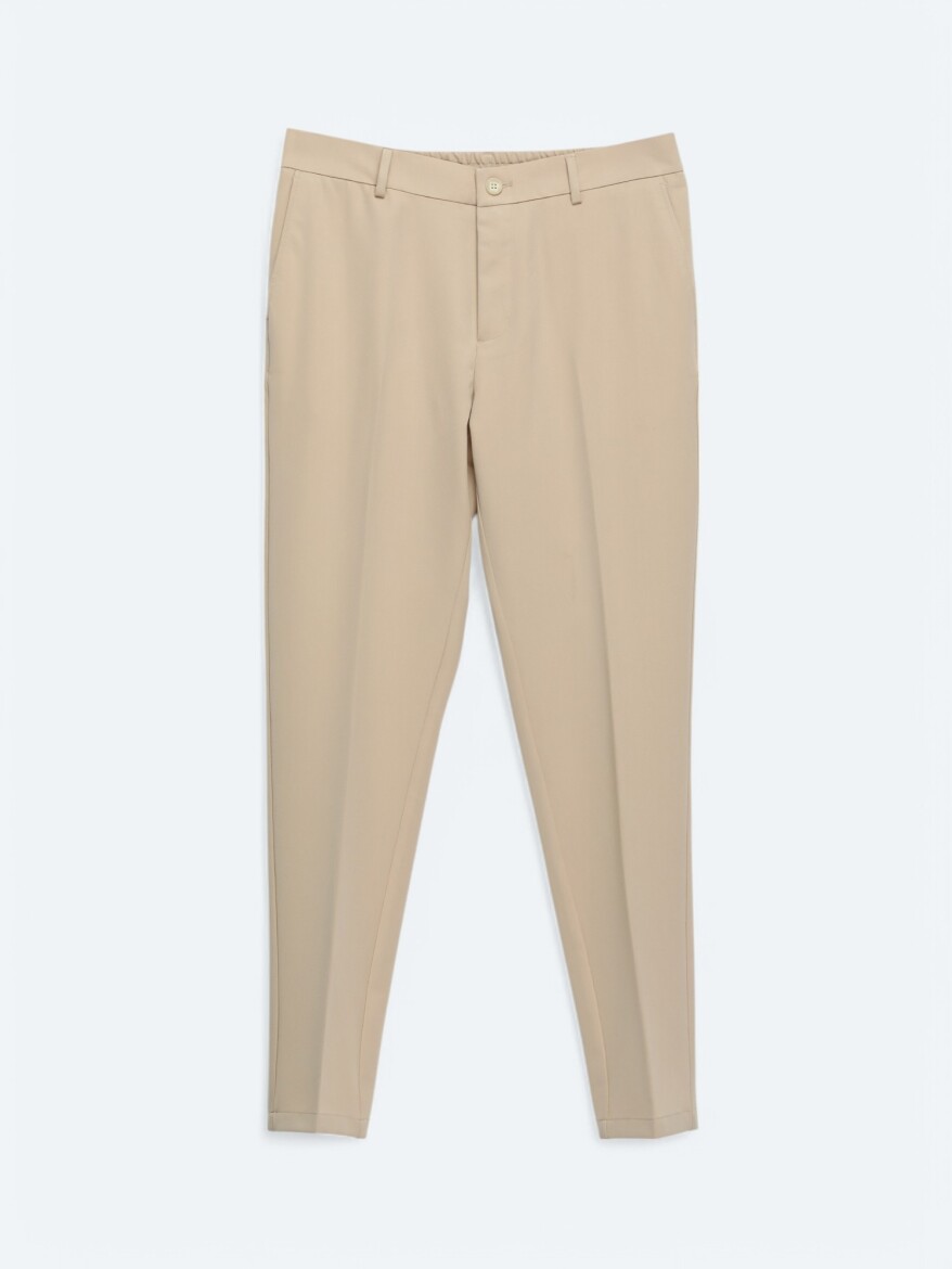 Beige Weaving Jogging Fit Casual Trousers - 6