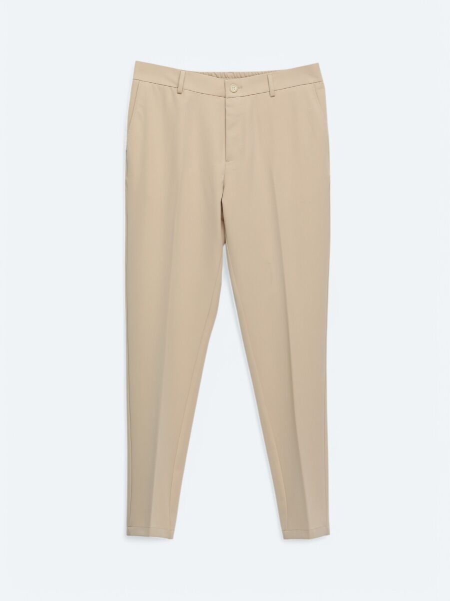 Beige Weaving Jogging Fit Casual Trousers - 6