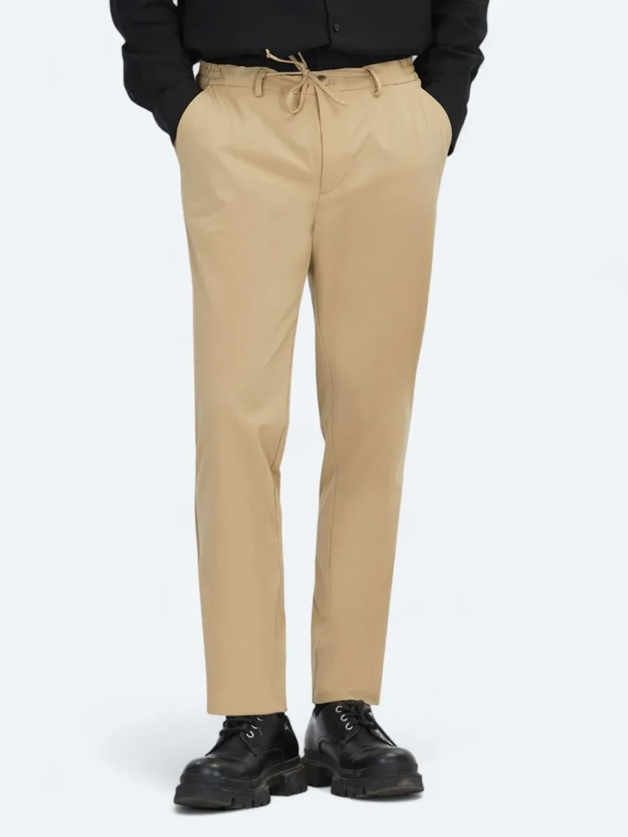 Beige Weaving Jogging Fit Casual Trousers - 2