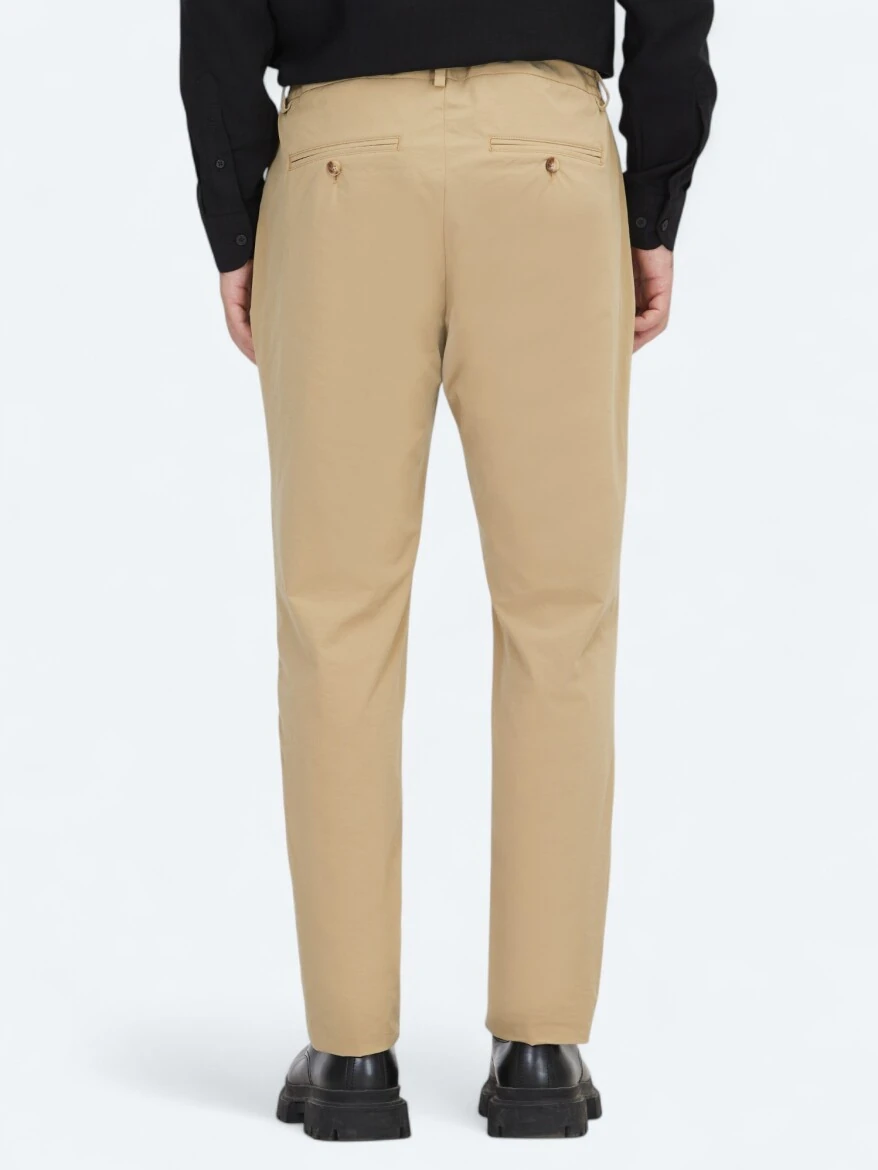 Beige Weaving Jogging Fit Casual Trousers - 4