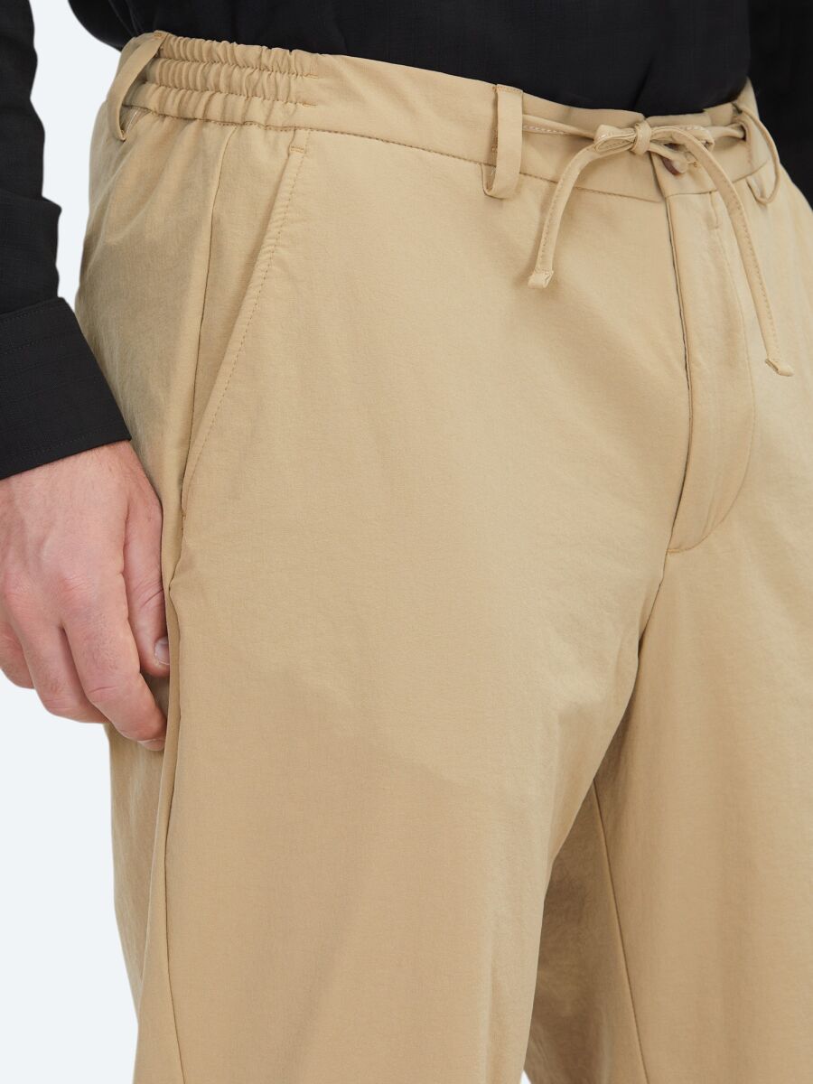 Beige Weaving Jogging Fit Casual Trousers - 3