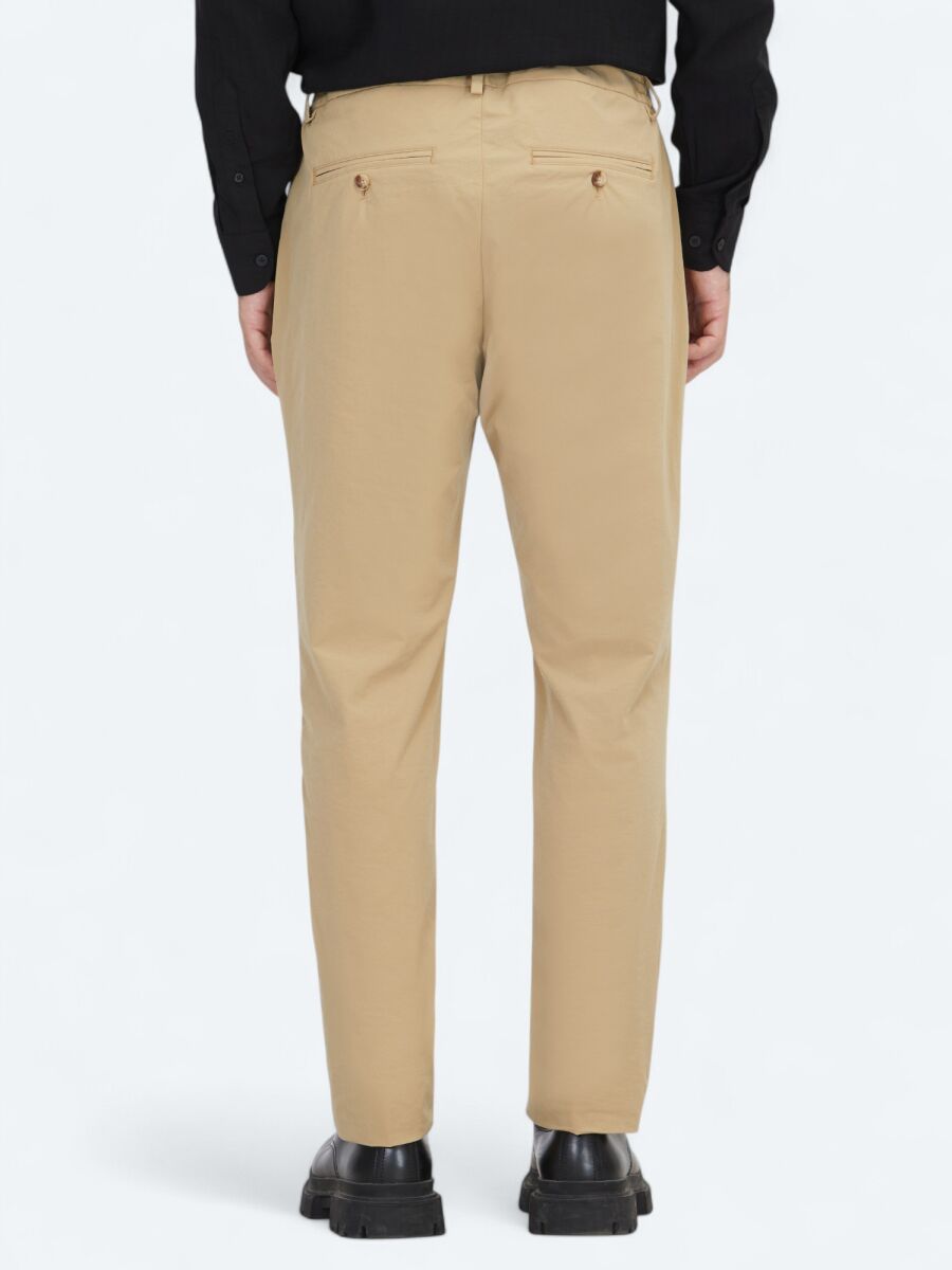 Beige Weaving Jogging Fit Casual Trousers - 4