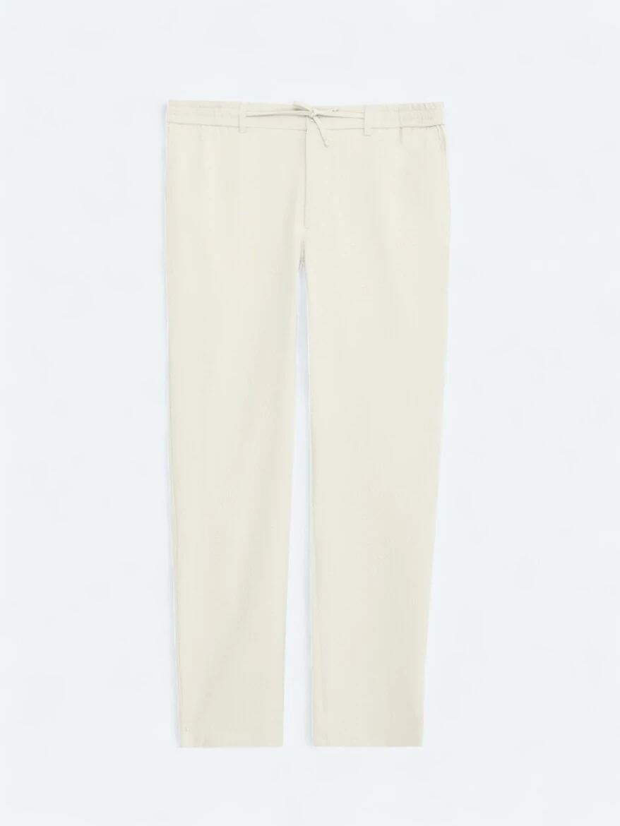 Beige Weaving Jogging Fit Casual Trousers 
