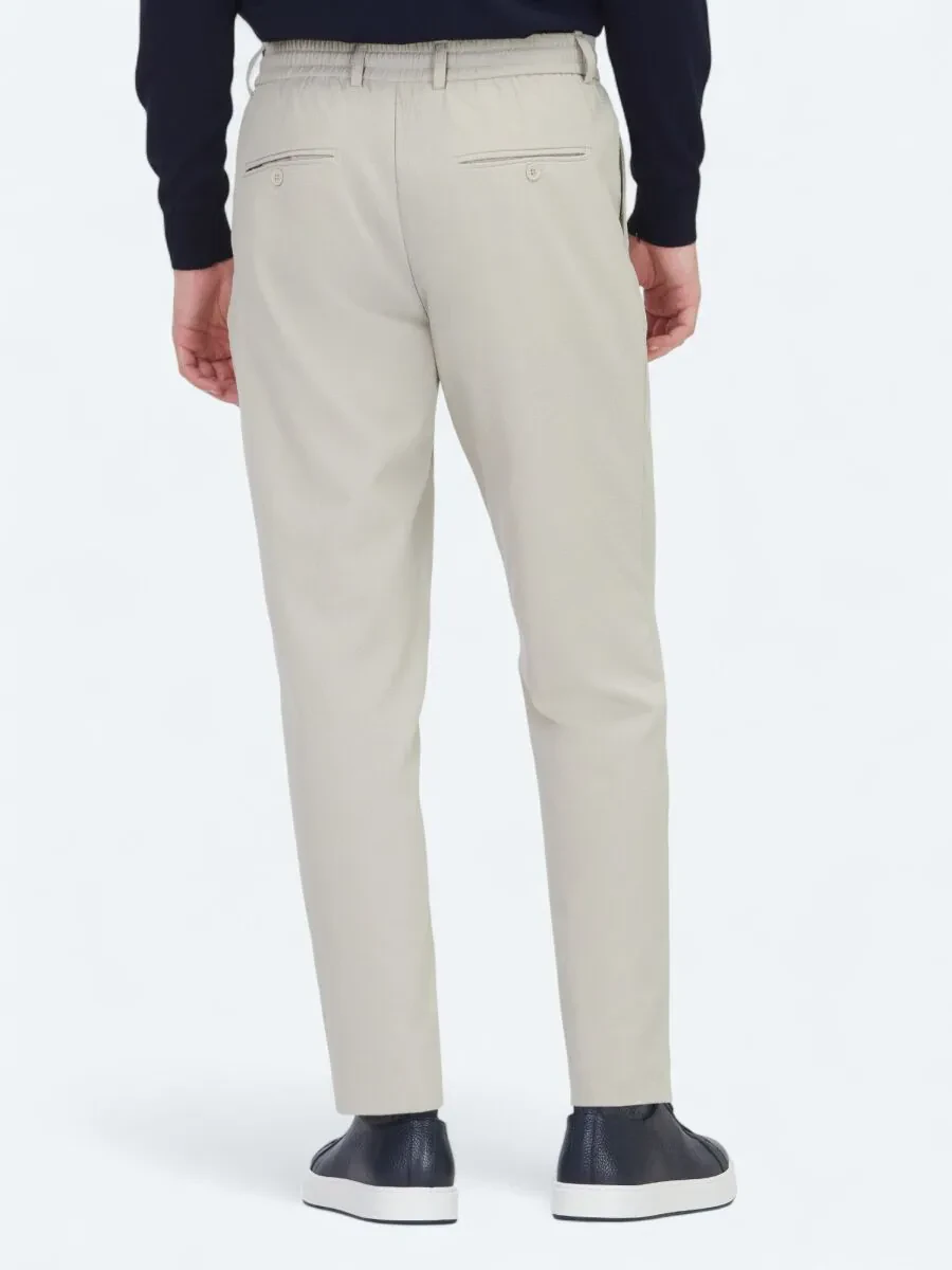 Beige Weaving Jogging Fit Casual Trousers - 5