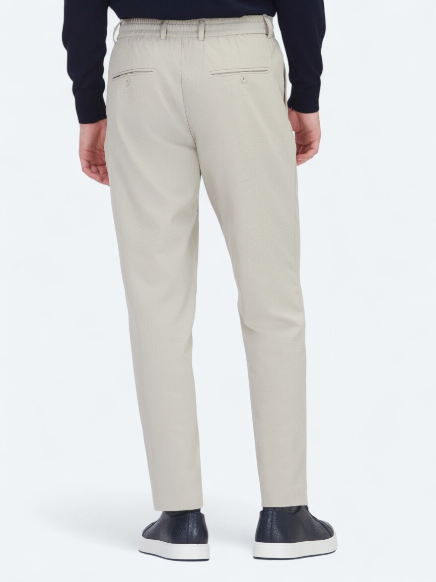 Beige Weaving Jogging Fit Casual Trousers - 5