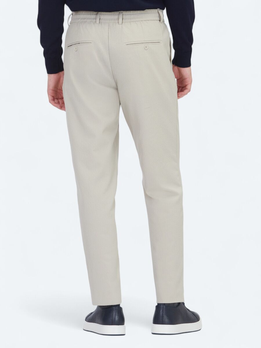 Beige Weaving Jogging Fit Casual Trousers - 5