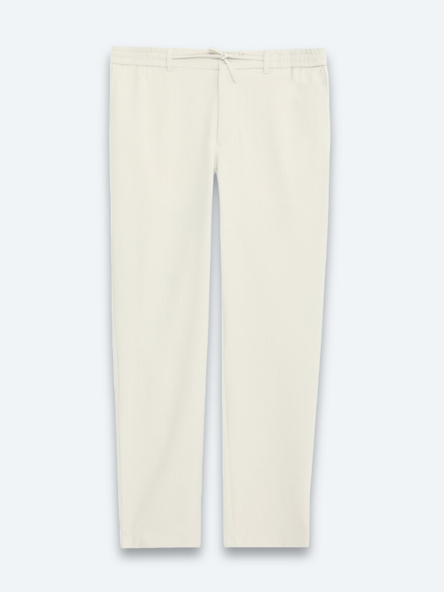 Beige Weaving Jogging Fit Casual Trousers - 6