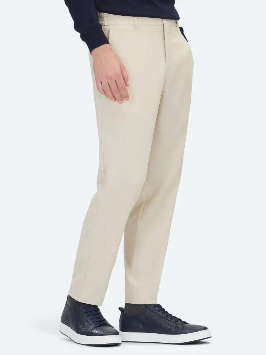 Beige Weaving Jogging Fit Casual Trousers - 3