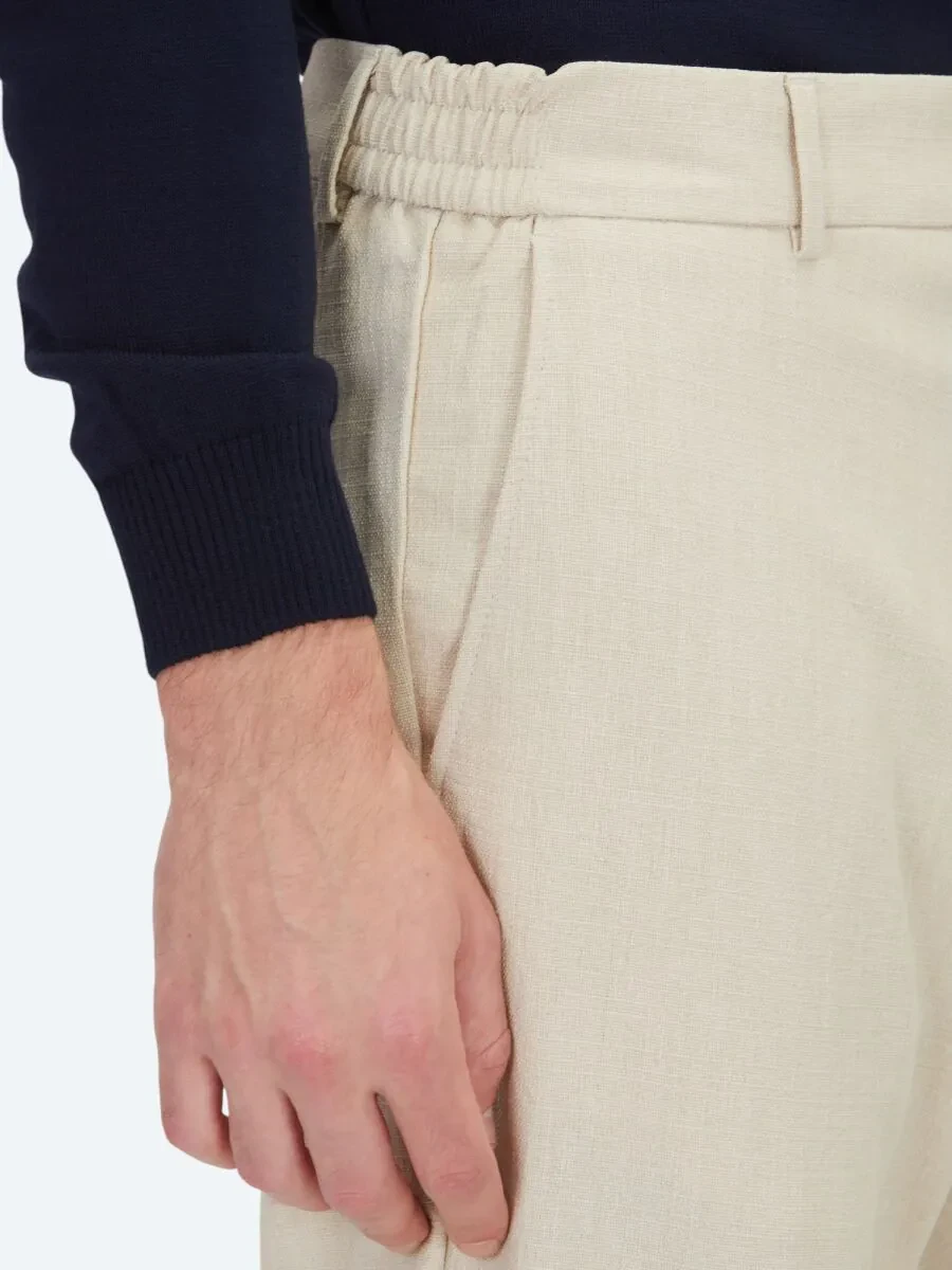 Beige Weaving Jogging Fit Casual Trousers - 5