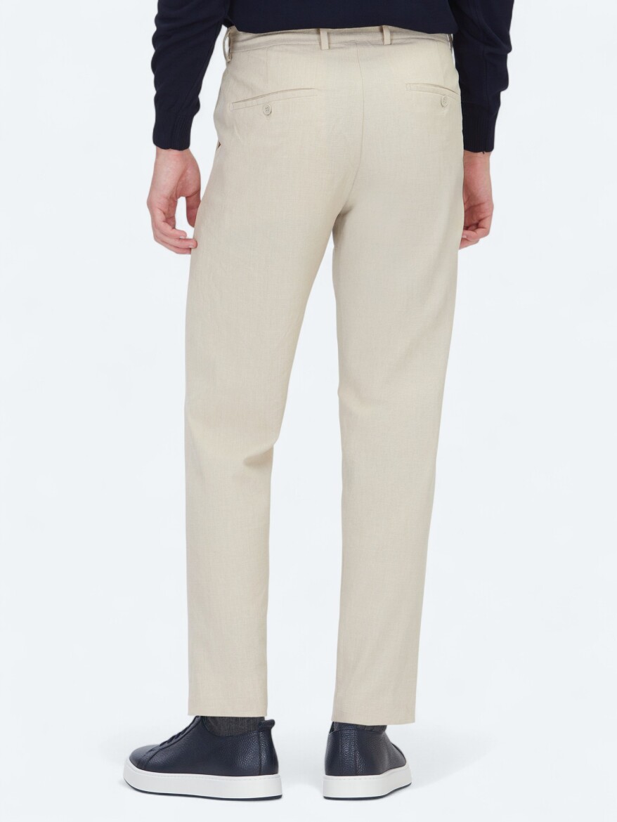 Beige Weaving Jogging Fit Casual Trousers - 6