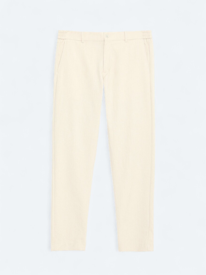 Beige Weaving Jogging Fit Casual Trousers - 7