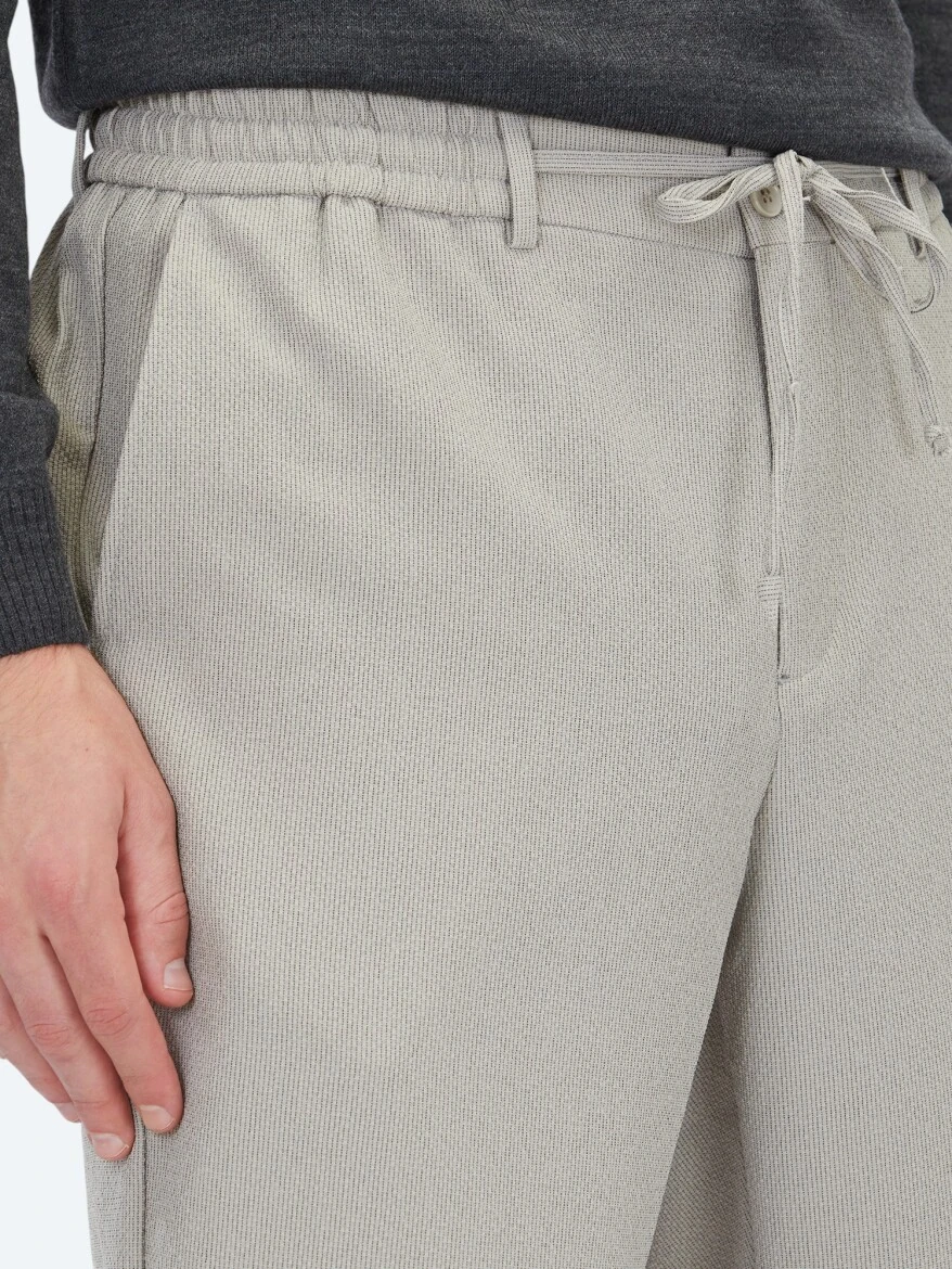 Beige Weaving Jogging Fit Casual Trousers - 4