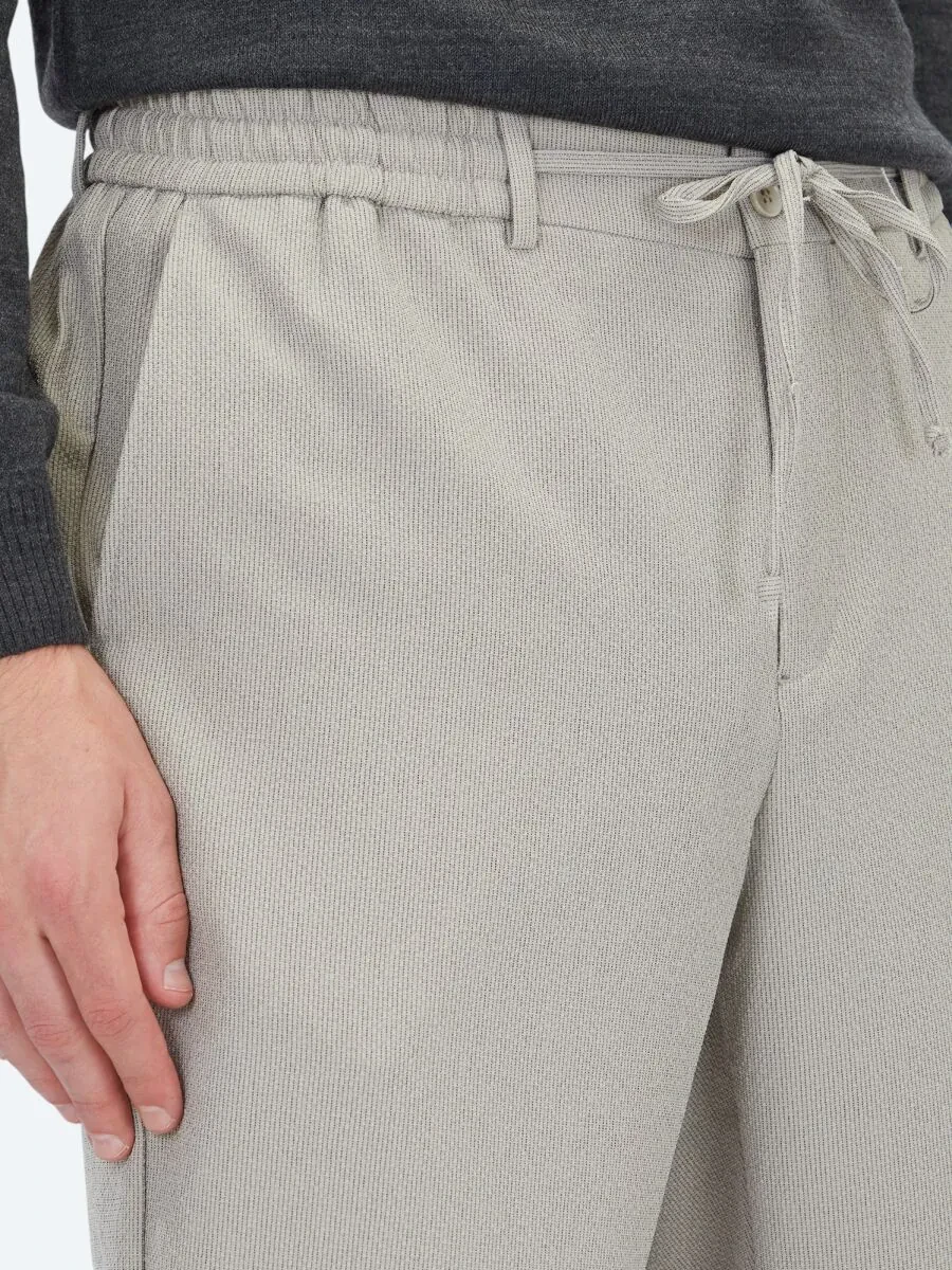 Beige Weaving Jogging Fit Casual Trousers - 4