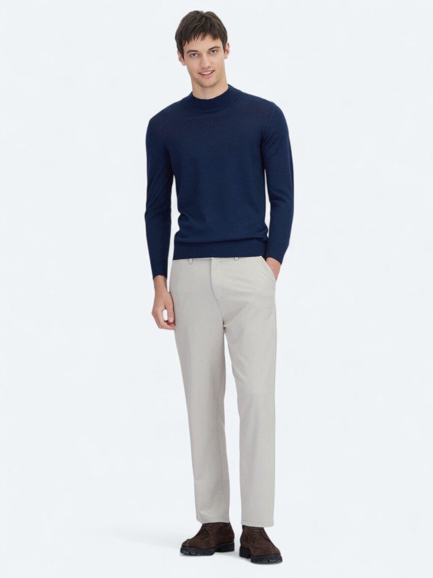 Beige Weaving Jogging Fit Recycled Casual Trousers - 1