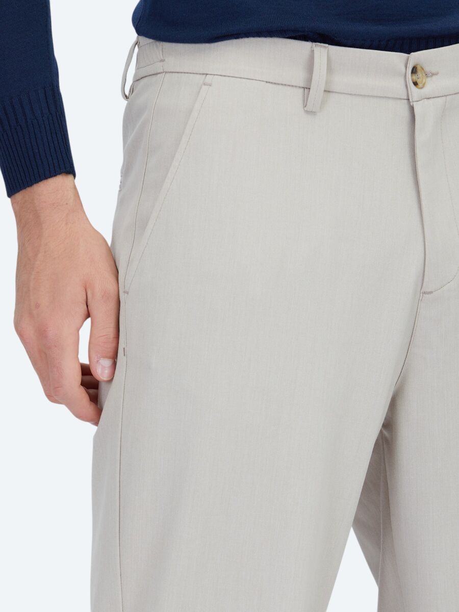 Beige Weaving Jogging Fit Recycled Casual Trousers - 3