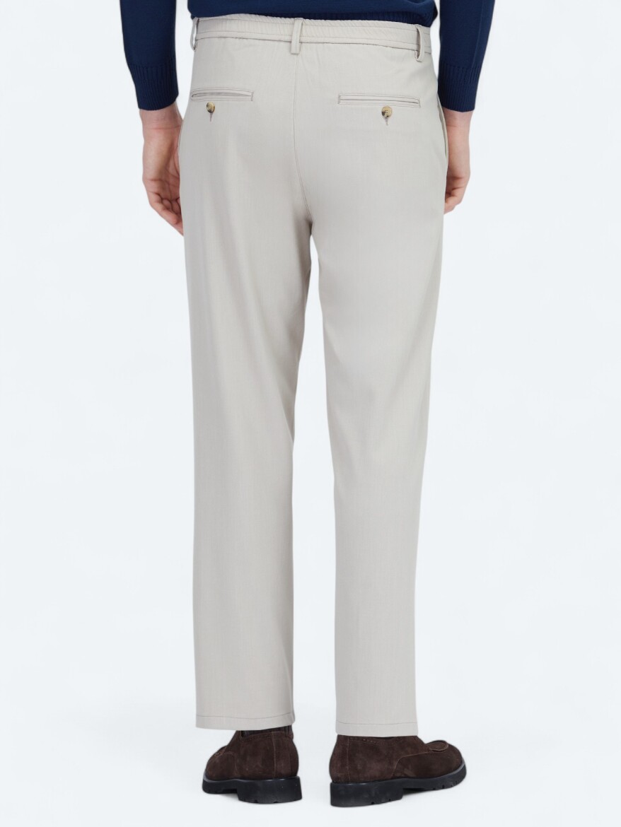 Beige Weaving Jogging Fit Recycled Casual Trousers - 4