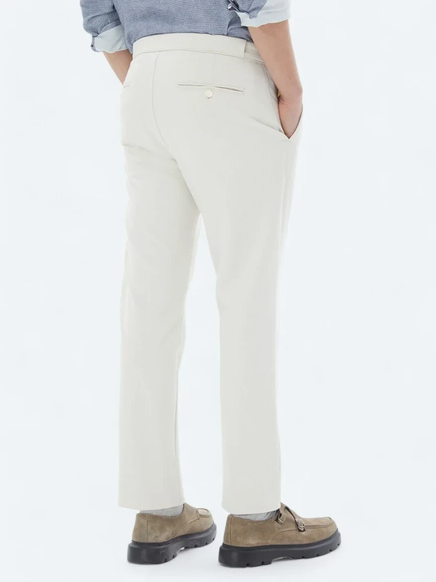 Beige Weaving Loose Fit Casual Trousers - 5