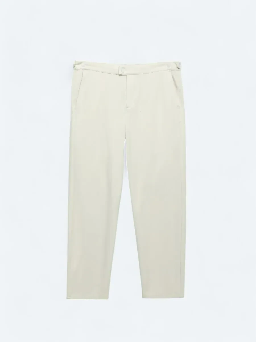Beige Weaving Loose Fit Casual Trousers - 6
