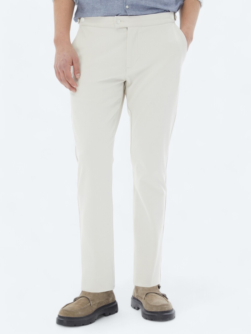 Beige Weaving Loose Fit Casual Trousers - KİP