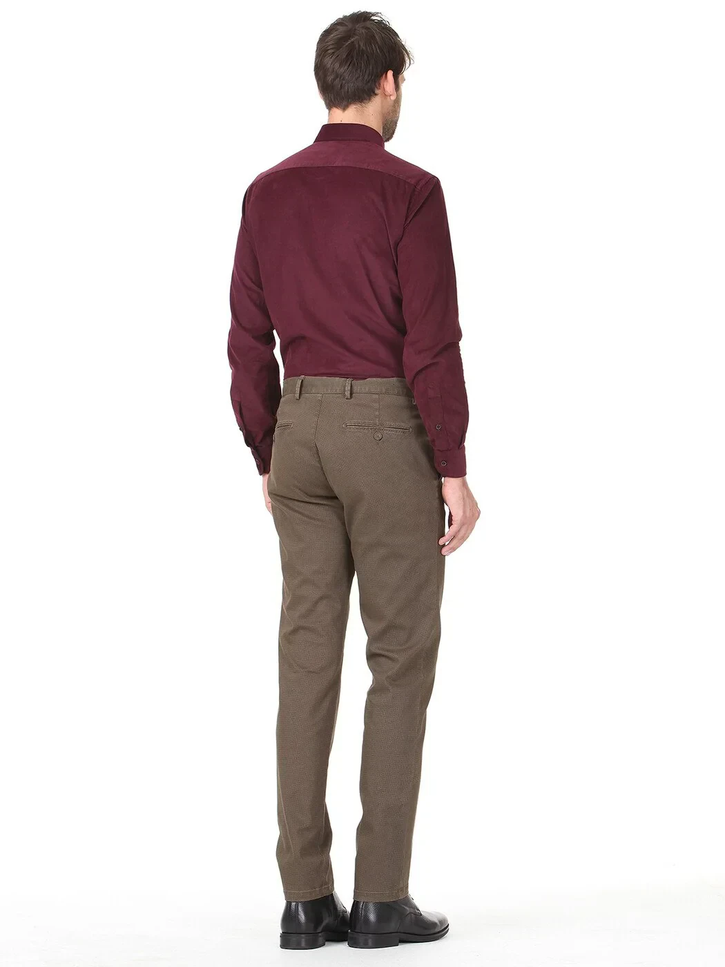 Beige Weaving Regular Fit Casual Cotton Blended Trousers - 4