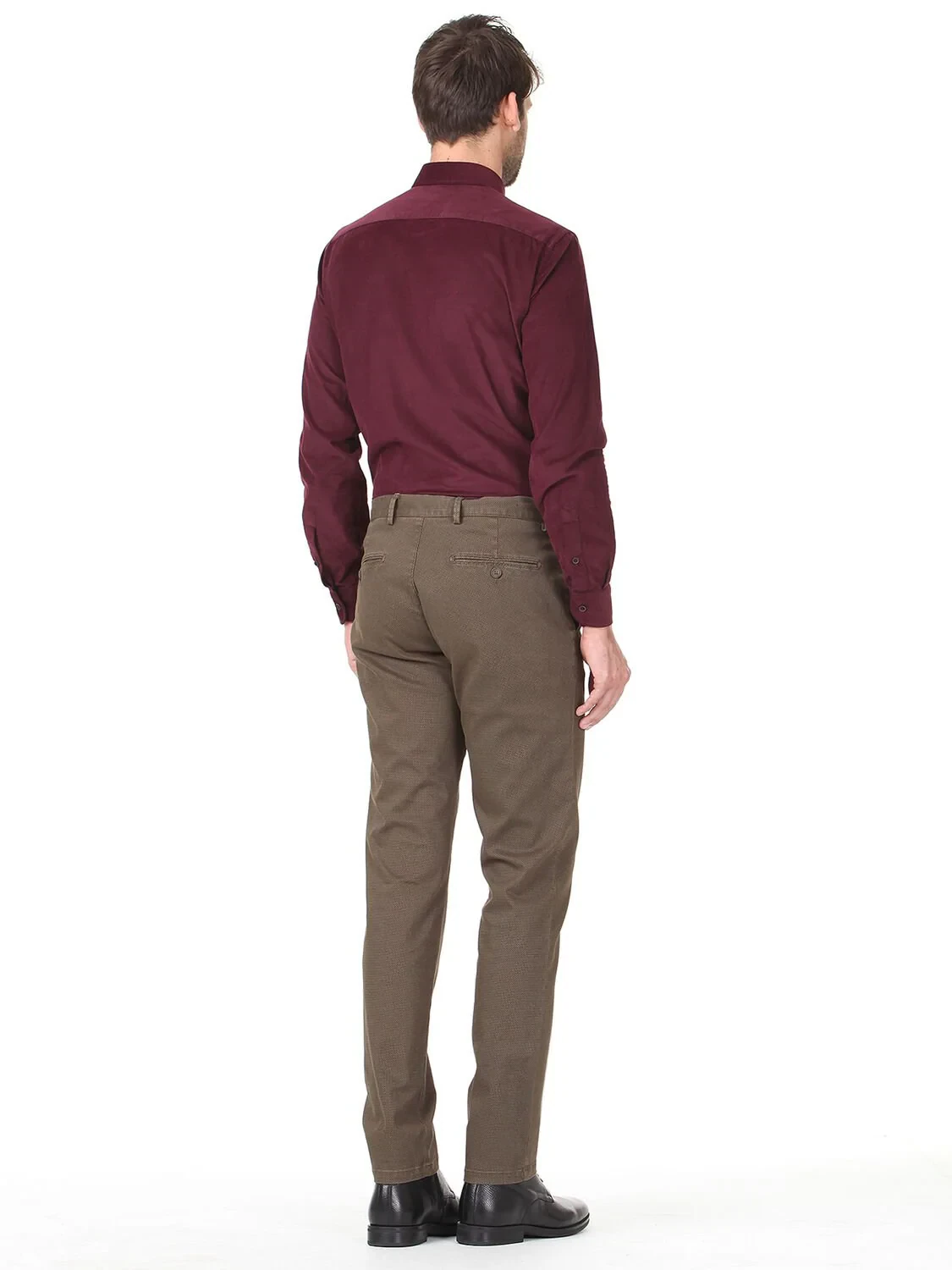 Beige Weaving Regular Fit Casual Cotton Blended Trousers - 4