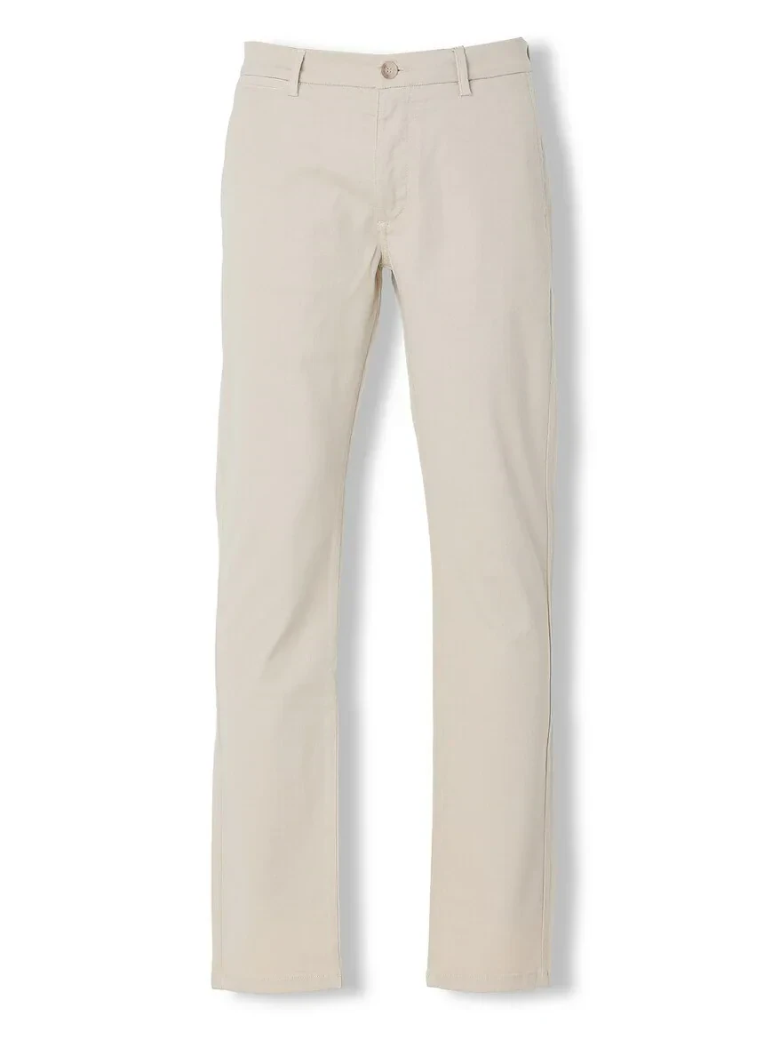 Beige Weaving Regular Fit Casual Cotton Blended Trousers - 6