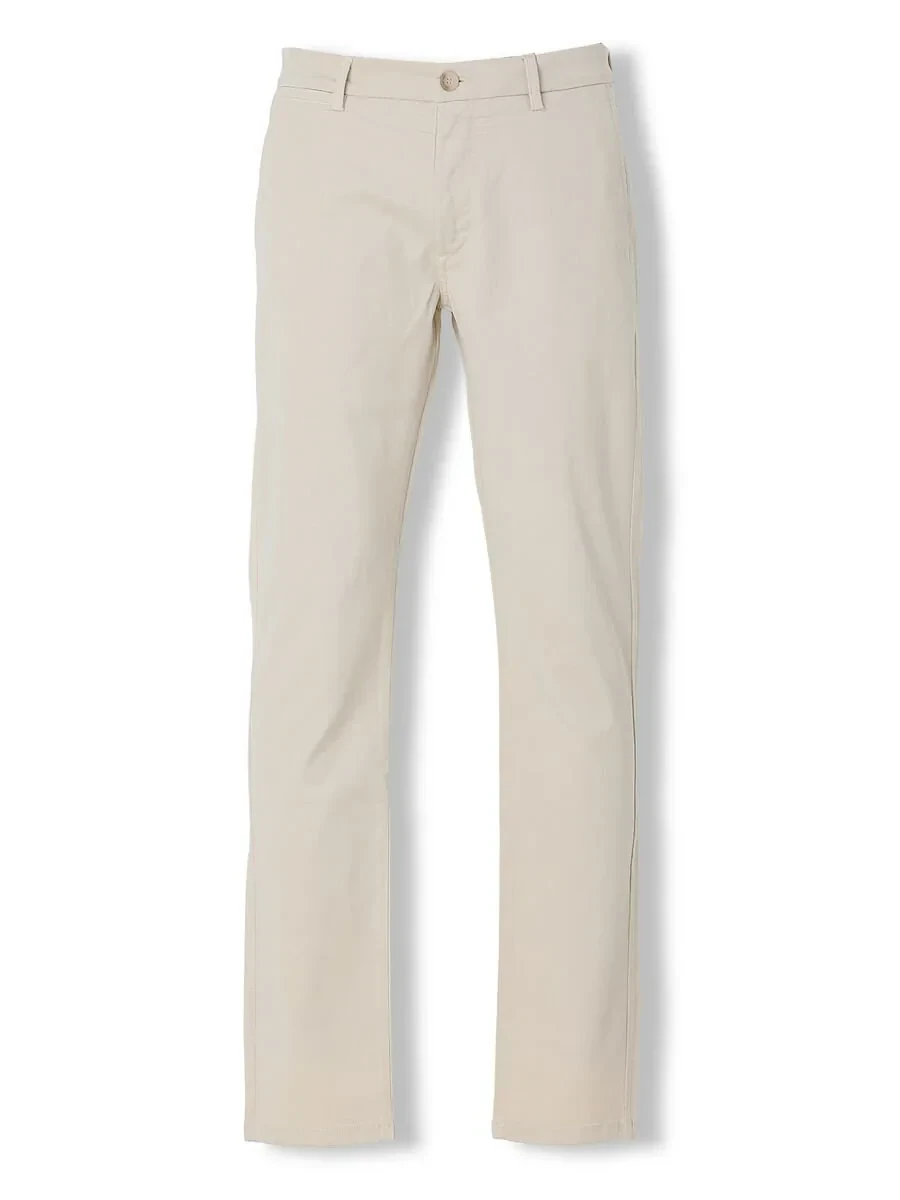 Beige Weaving Regular Fit Casual Cotton Blended Trousers - 6