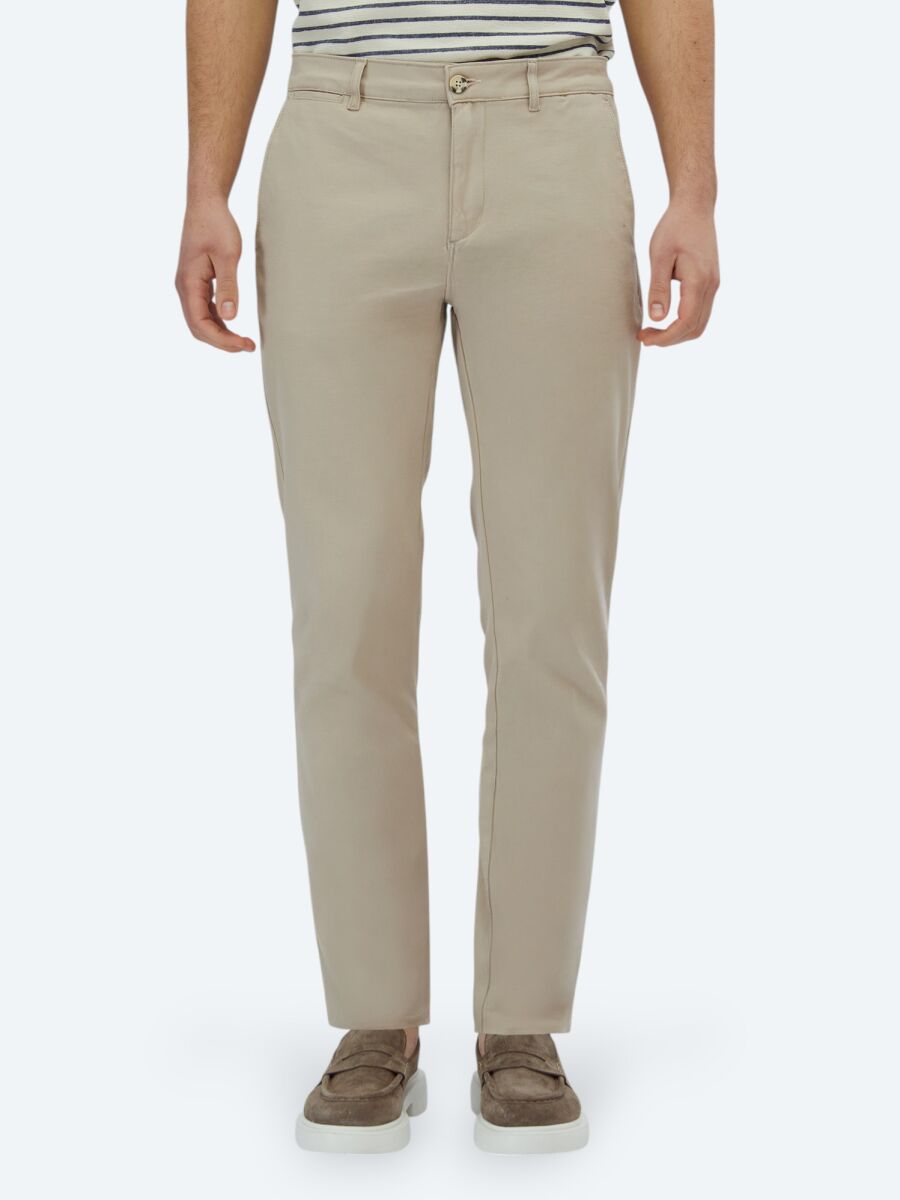 Beige Weaving Regular Fit Casual Cotton Blended Trousers - 2