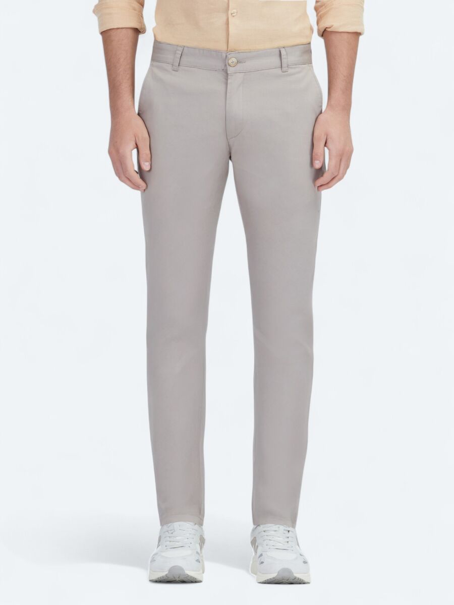 Beige Weaving Regular Fit Casual Cotton Blended Trousers - 2