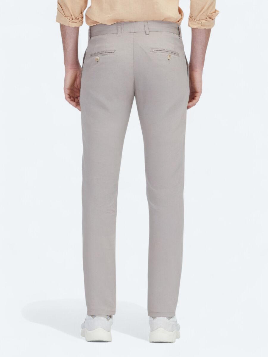 Beige Weaving Regular Fit Casual Cotton Blended Trousers - 4