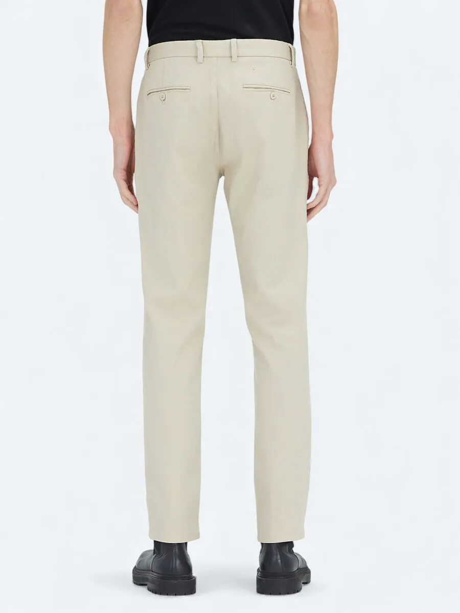 Beige Weaving Regular Fit Casual Cotton Blended Trousers - 4