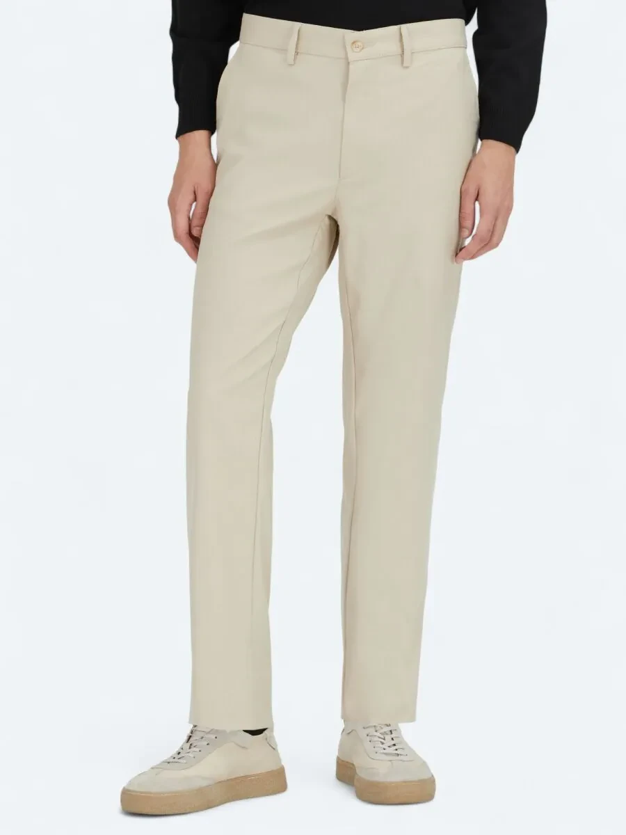 Beige Weaving Regular Fit Casual Trousers - 2