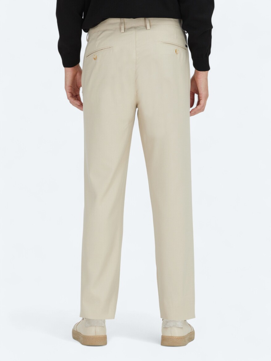 Beige Weaving Regular Fit Casual Trousers - 4