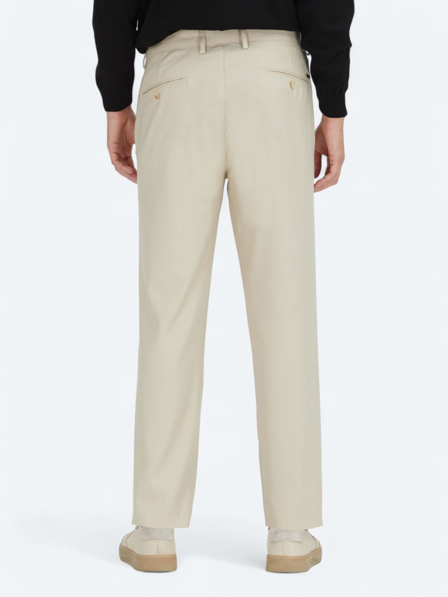 Beige Weaving Regular Fit Casual Trousers - 4