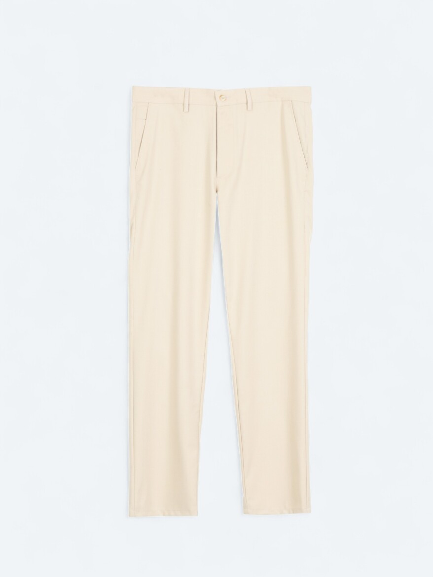 Beige Weaving Regular Fit Casual Trousers - 5