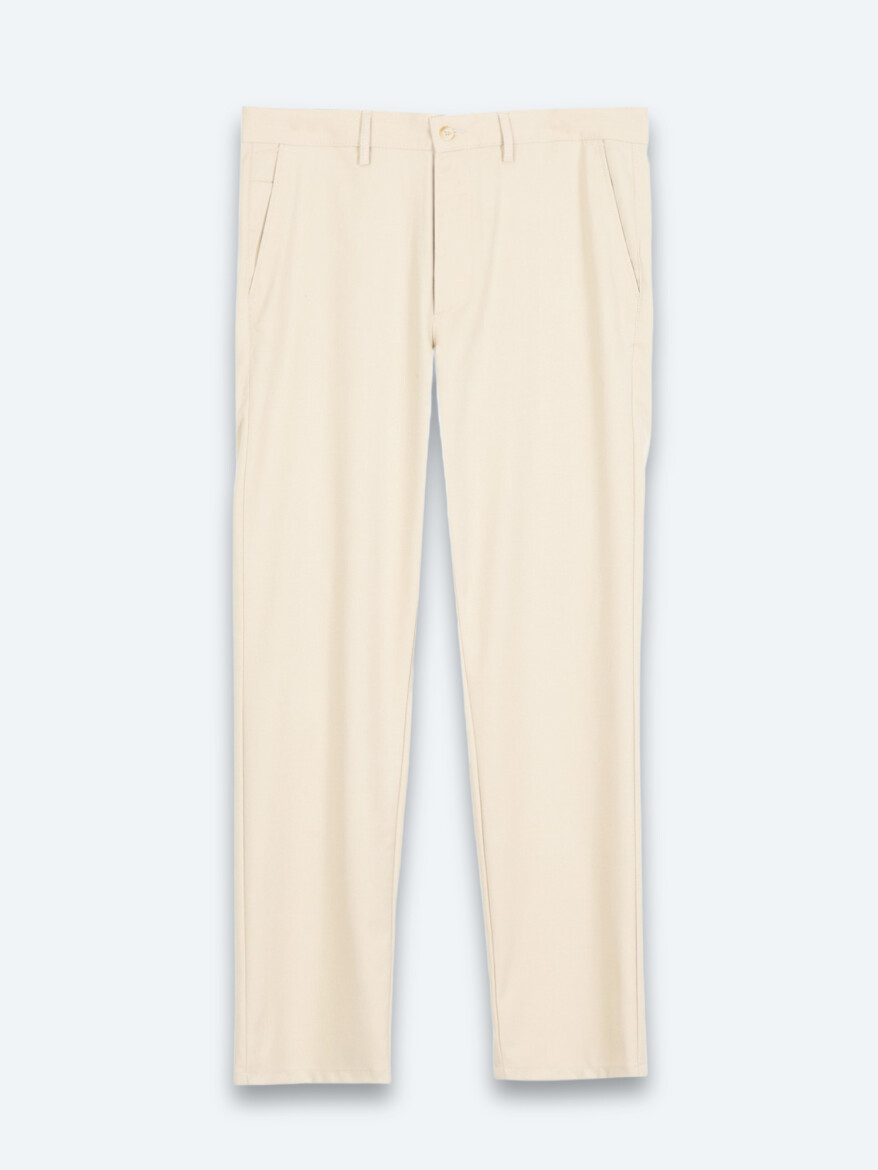 Beige Weaving Regular Fit Casual Trousers - 5