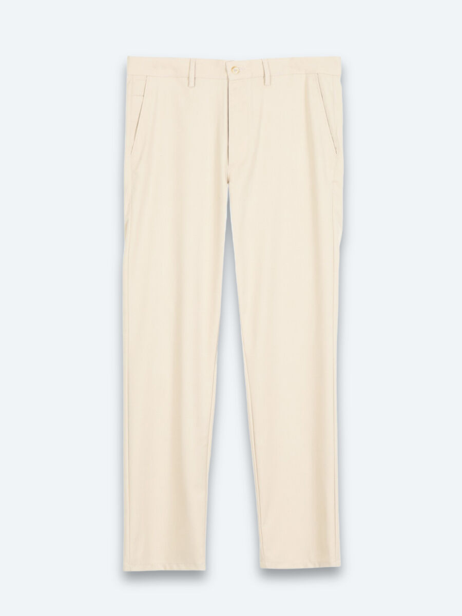Beige Weaving Regular Fit Casual Trousers - 5